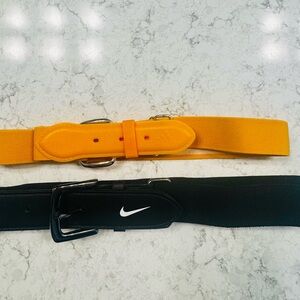 Nike Black Belt and yellow adidas baseball or softball belts